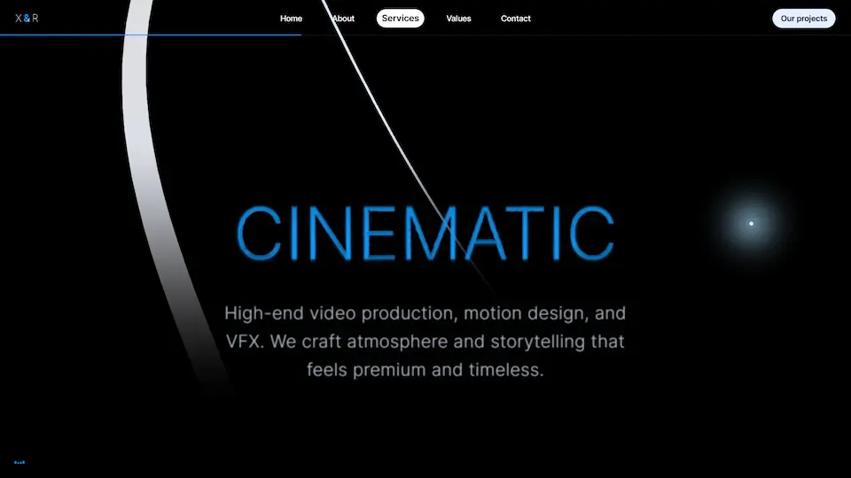 X&R Legacy interface study with dark UI and motion elements.