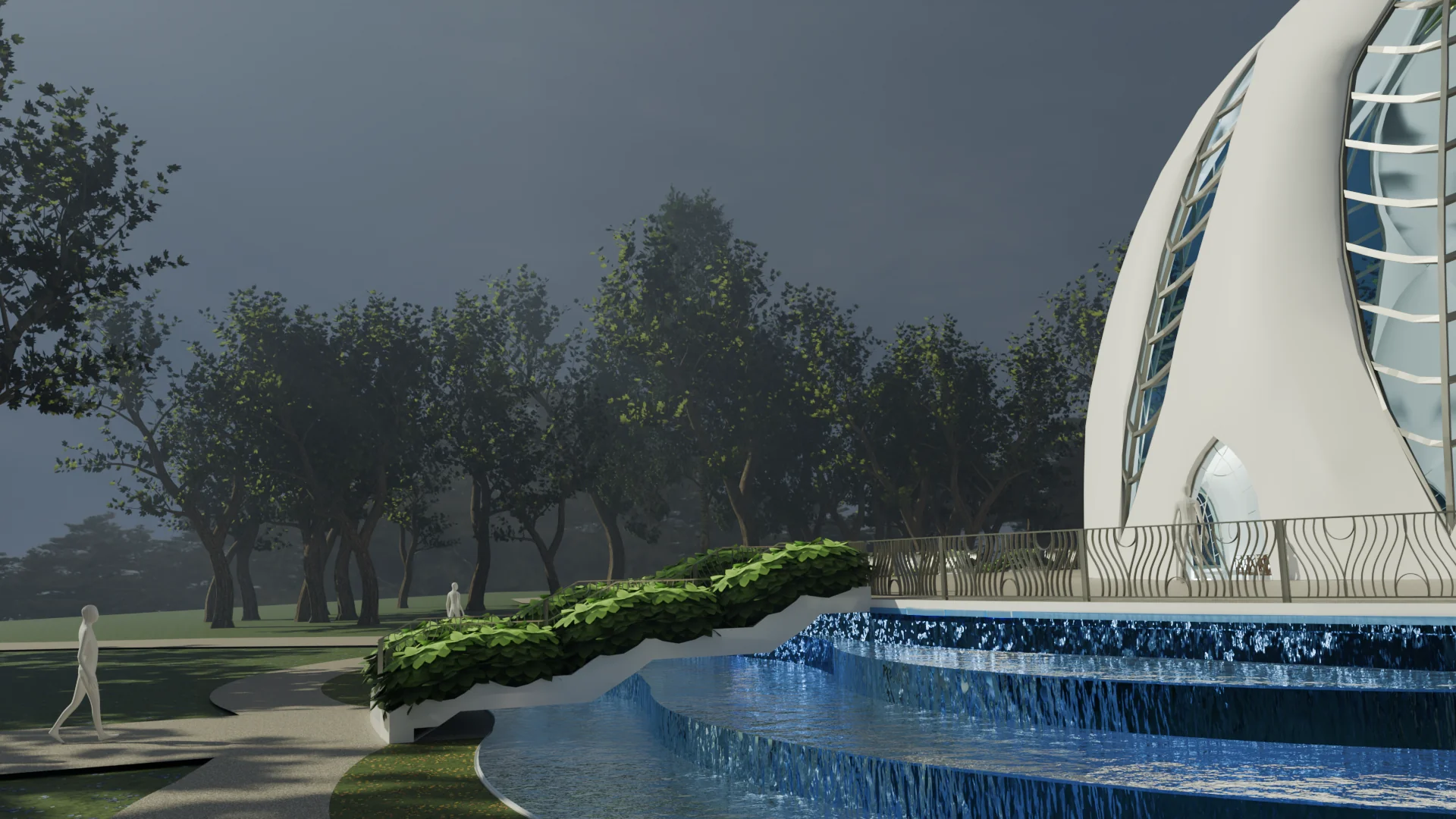 Bahai 3D supporting architectural detail.