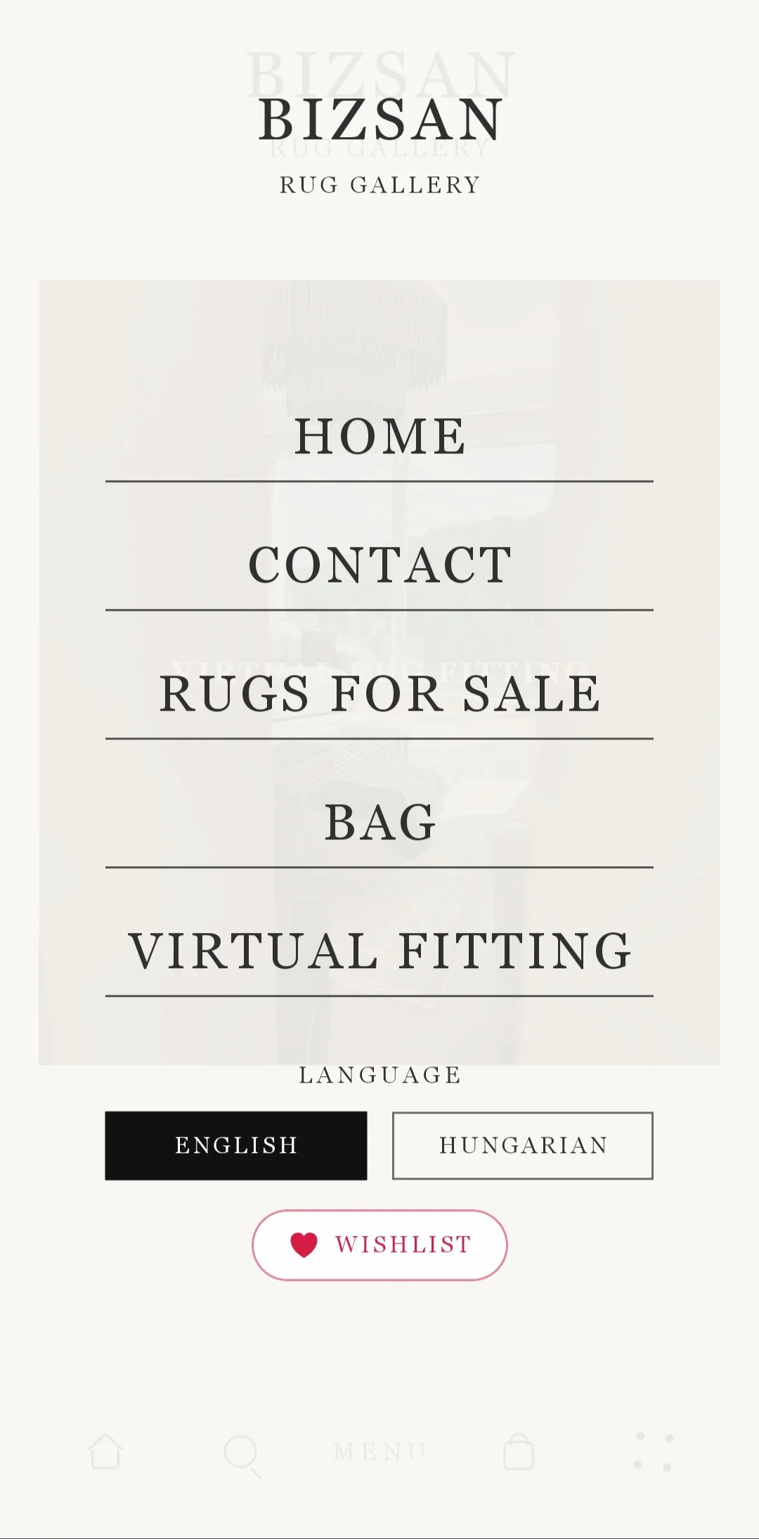 Bizsan mobile app catalog screen.