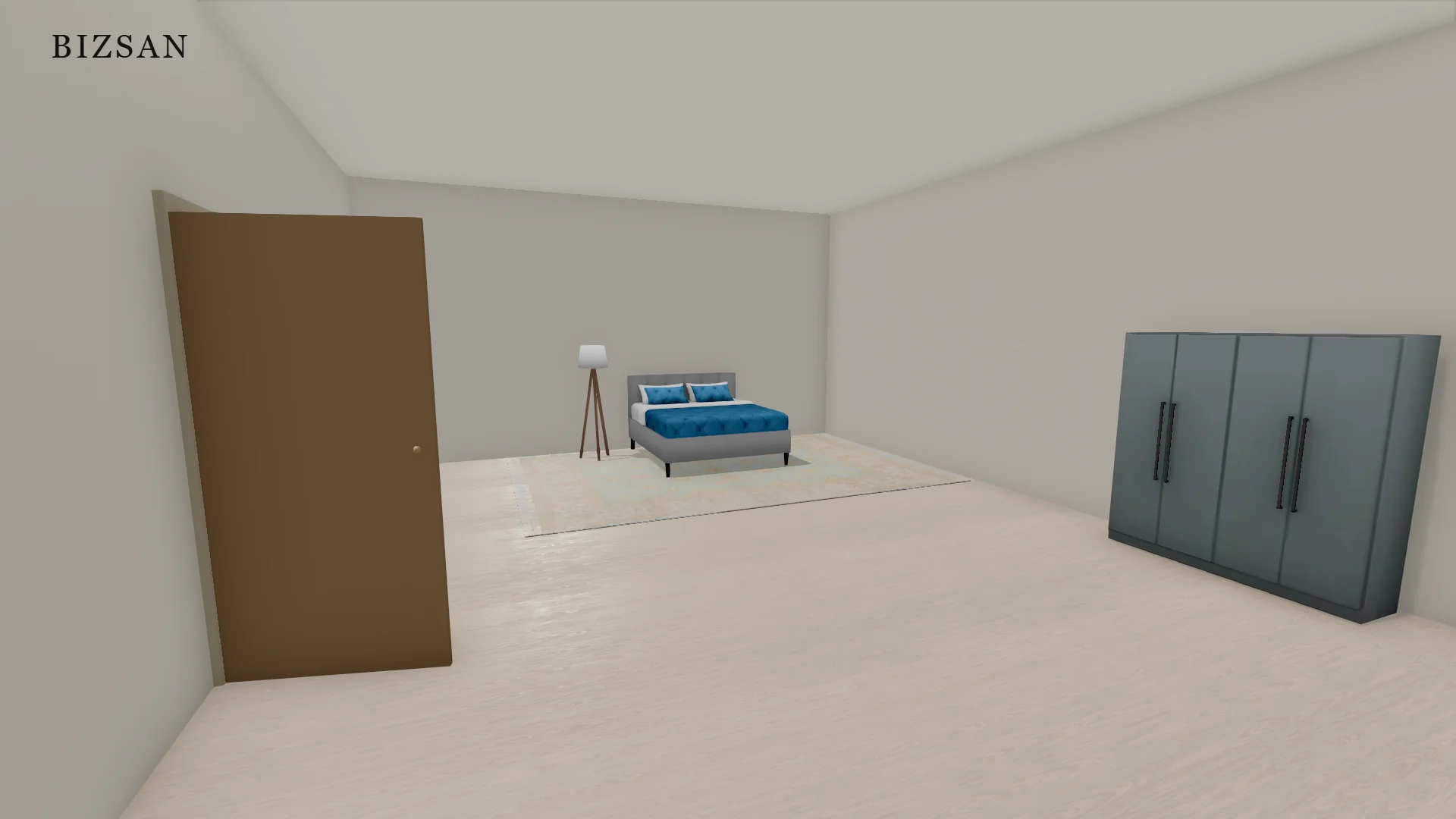 Bizsan 3D room planner with catalog and 3D room preview.