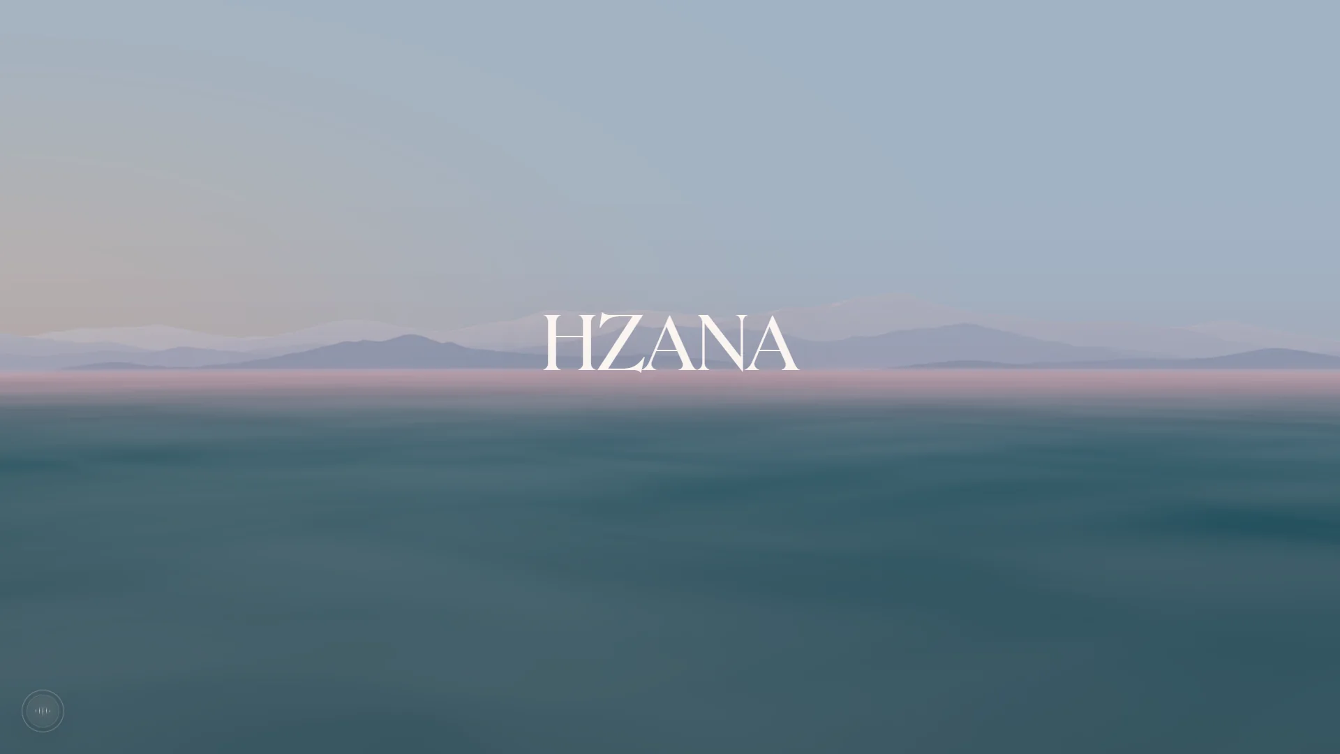 HZANA hero landscape with horizon, mountains, and brand type.
