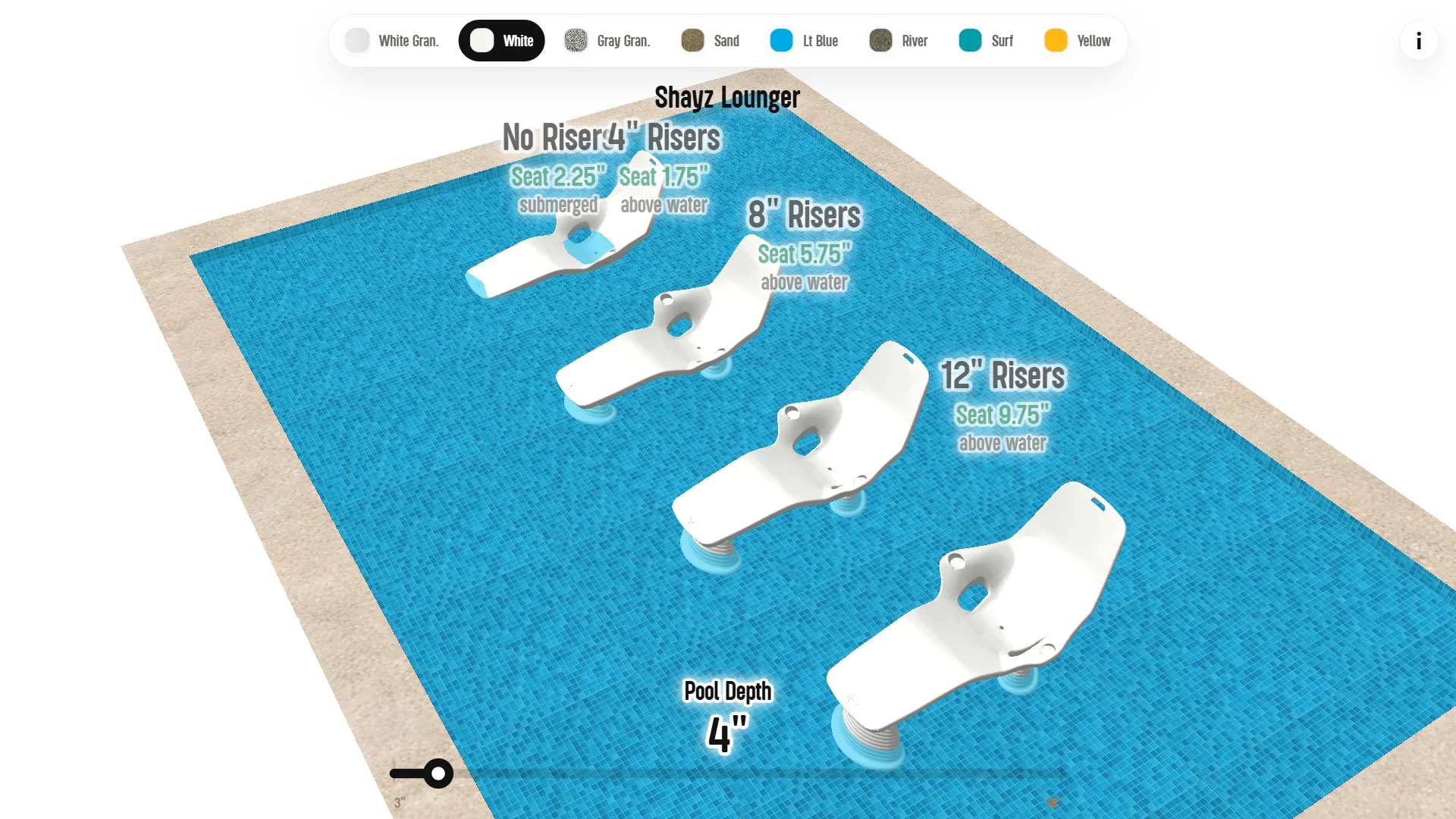 Overview of the Shayz Lounger riser configurations in shallow water.