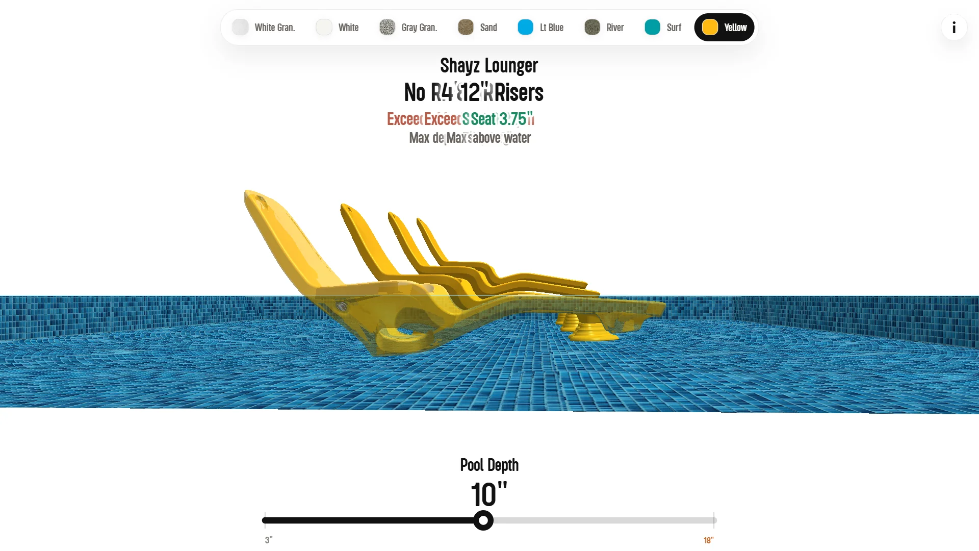 Side view of the Shayz Lounger at the waterline with submerged parts visible.