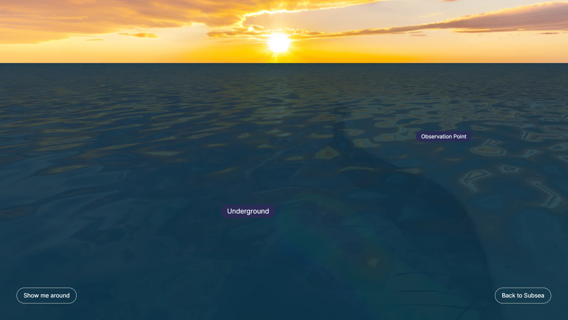Subsea field explorer with underwater terrain and markers.