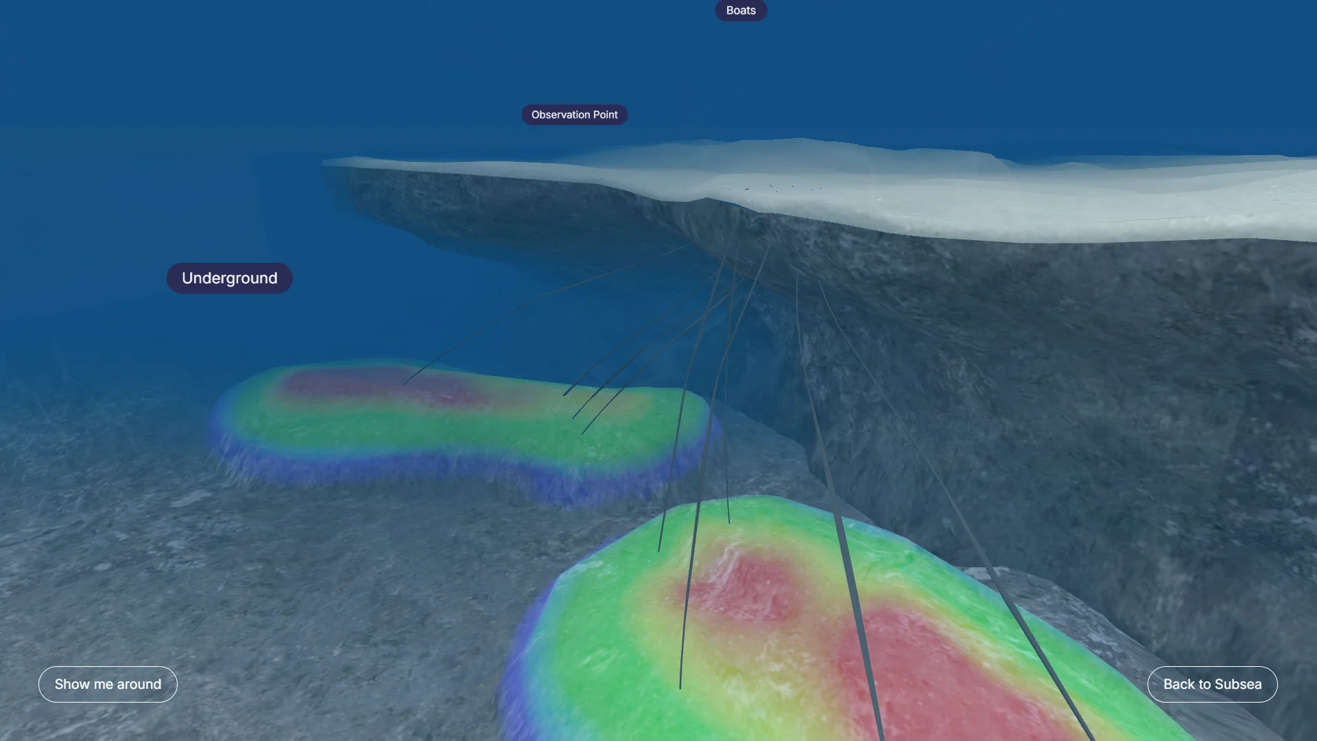Subsea glow detail used as a navigation cue.