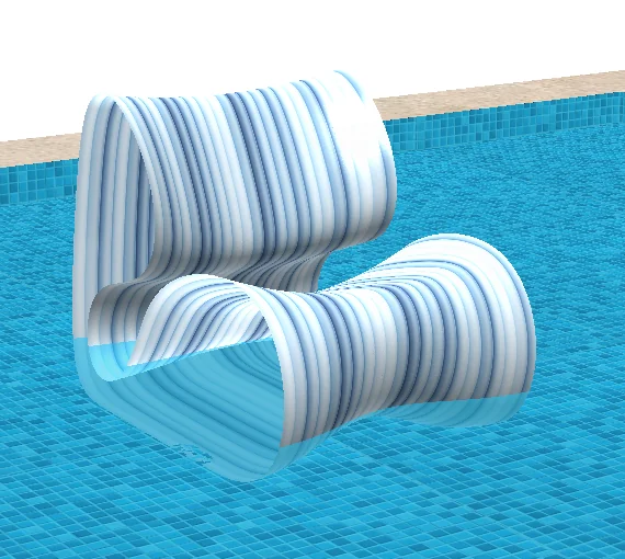 Baja chair after the fix, with the stripe texture flowing correctly along the form.