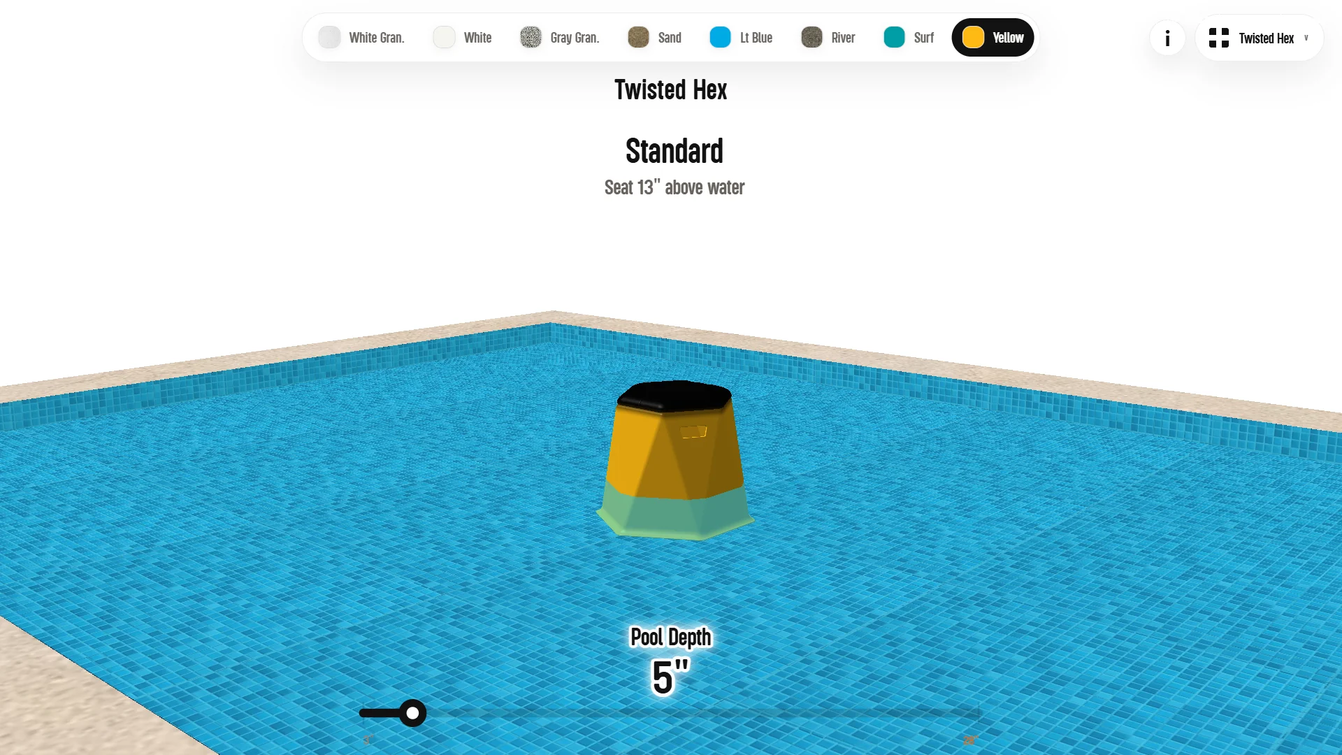 Twisted Hex stool in the configurator with the yellow finish selected.