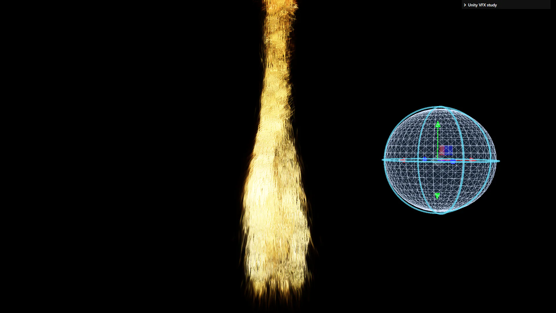 Side development view of a gold particle emitter with its spherical transform helper.