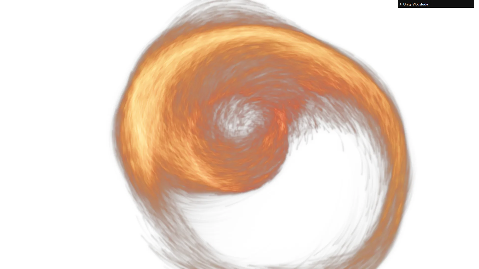 Orange particle flow curling around a bright central vortex.