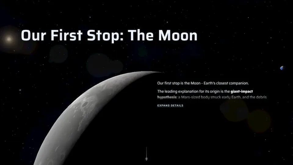 Void Atlas cinematic moon and space interface.